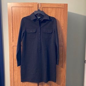 Lauren Ralph Lauren Women's Gray Long Sleeve Straight Collared Dress. Size S